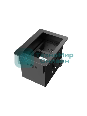 Прямоугольный металлический корпус Wize Pro WRTS-06BOX-B для модульной системы врезного лючка в стол с убирающейся крышкой для установки до 6 модулей-вставок, преустановленная рамка, черный