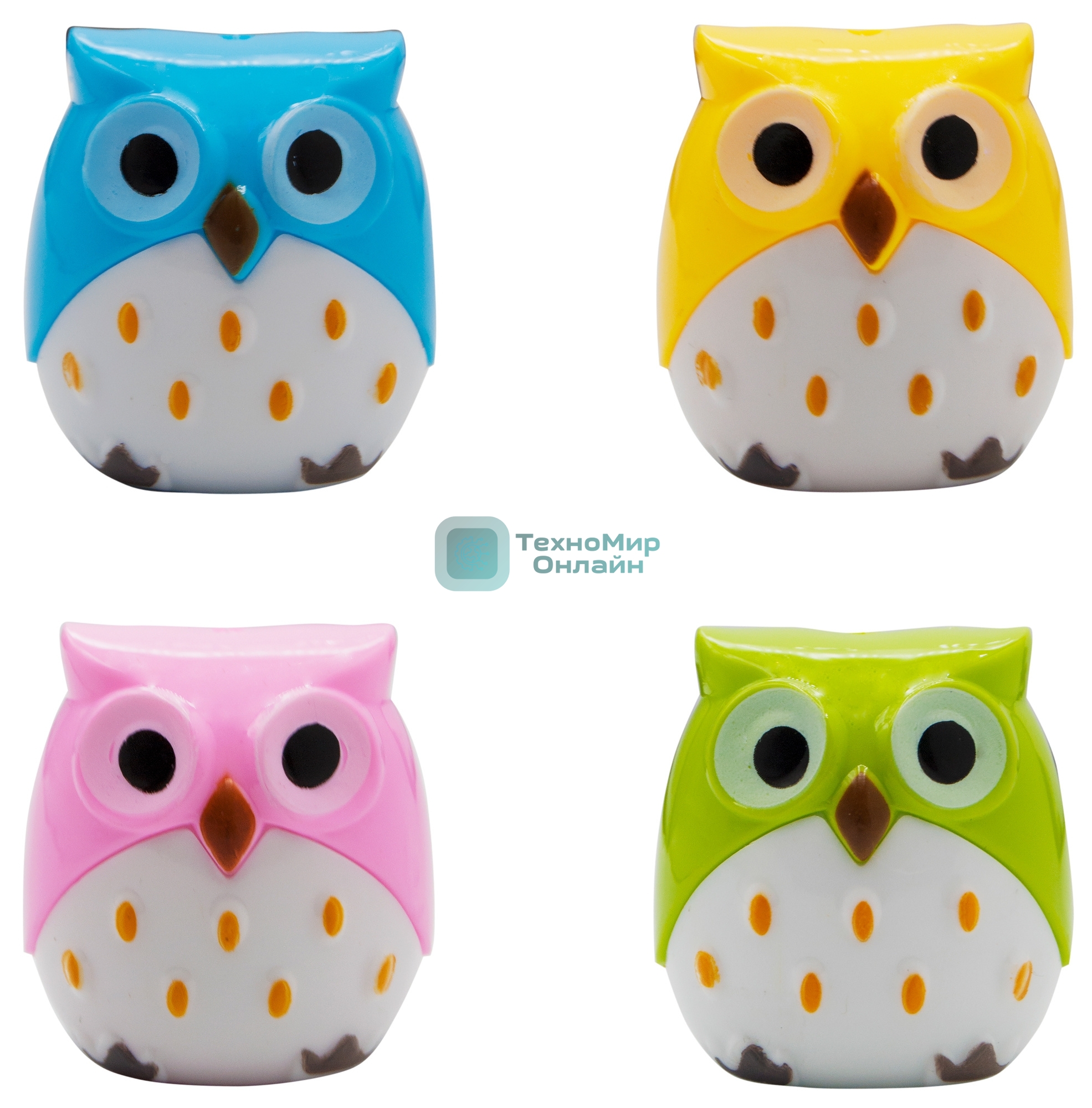 Точилка для карандашей ручная Silwerhof Owl Солнечная коллекция, 2 отверстия, пластик, ассорти, коробка