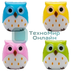 Точилка для карандашей ручная Silwerhof Owl Солнечная коллекция, 2 отверстия, пластик, ассорти, коробка