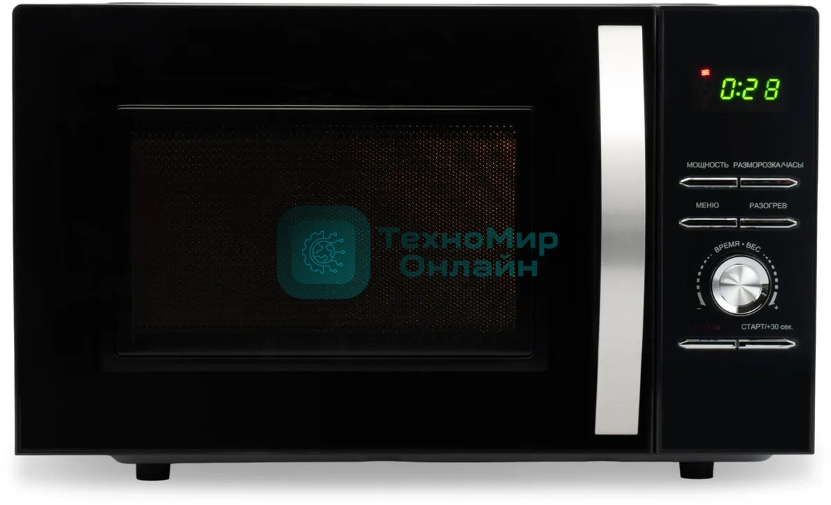 Микроволновая печь Hyundai HYM-D2079 черный, 23 л, 800 Вт, переключатели - кнопки, поворотный механизм