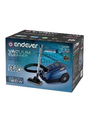 Пылесос Endever SkyClean VC-252 синий/серый, 350/1800 Вт, уборка сухая, пылесборник мешок 2.5 л