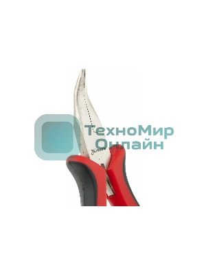 Длинногубцы Matrix Mini, 130 мм, никелированные, изогнутые, авторазжим, двухкомпонентные рукоятки