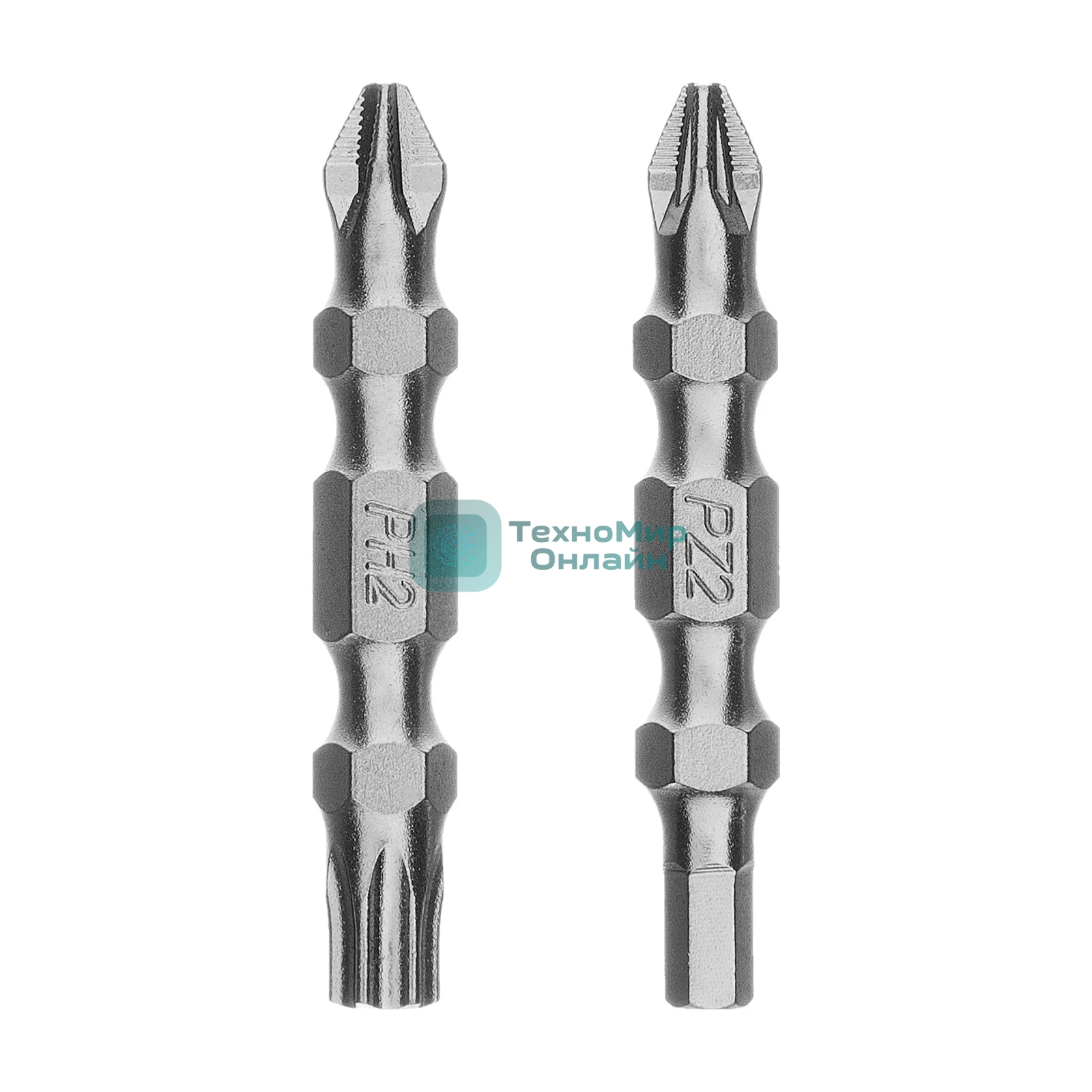 Набор бит двухстор. Gross PH2-T30х45мм, PZ2-H4х45мм, сталь S2, 2 шт.