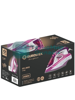 Утюг Eurostek EEI-2603 белый/розовый, 2600 Вт, 45 г/мин, 140 г/мин, 350 мл