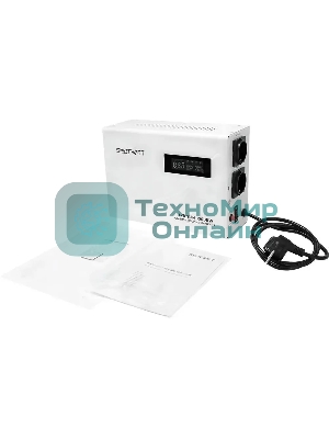 Настенный стабилизатор напряжения SMARTWATT AVR SLIM 1500RW (100W - 260W, 1500VA, 1.5 кВт, 50 Гц, розеток - 2, LED-диспл