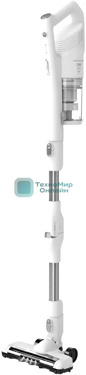 Пылесос вертикальный Coolfort CF-3004 белый, питание от аккумулятора, 150 Вт, уборка сухая, пылесборник 0,5 л, работа от АКБ max 30 мин.