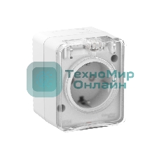 Розетка 1-м ОП AtlasDesign Profi54 16А IP54 250В с заземл. защ. шторки белый SchE ATN540145