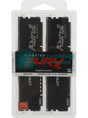 Оперативная память Kingston Fury Beast, DDR5, 32Gb (2x16Gb), 6000MHz, CL36, DIMM, с радиатором, черный