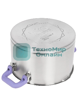 Кастрюля LARA LR02-255 Лаванда 6,4 л, 24 см, нержавеющая сталь, с крышкой