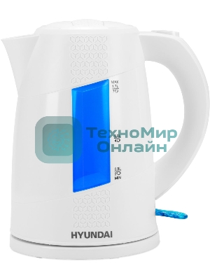 Чайник электрический Hyundai HYK-P2407 1.7л. 2200Вт белый/голубой (корпус: пластик)