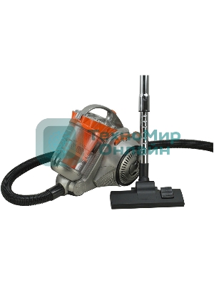 Пылесос Supra VCS-2424 серый/оранжевый, 420/2900 Вт, уборка сухая, пылесборник контейнер 3 л