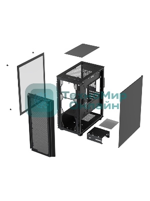 Компьютерный корпус XASTRA A402M 4FRGb Black mATX/Mesh/full-size TG/4x120мм FRGb fans/A402M-4FC12F-BK