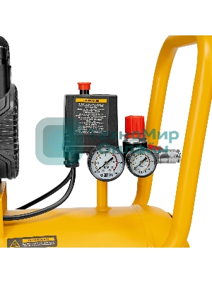 Компрессор безмасляный малошумный Denzel DLP-1500/50, 1,5 кВт, 50 л, 2850 об/мин, 250 л/мин