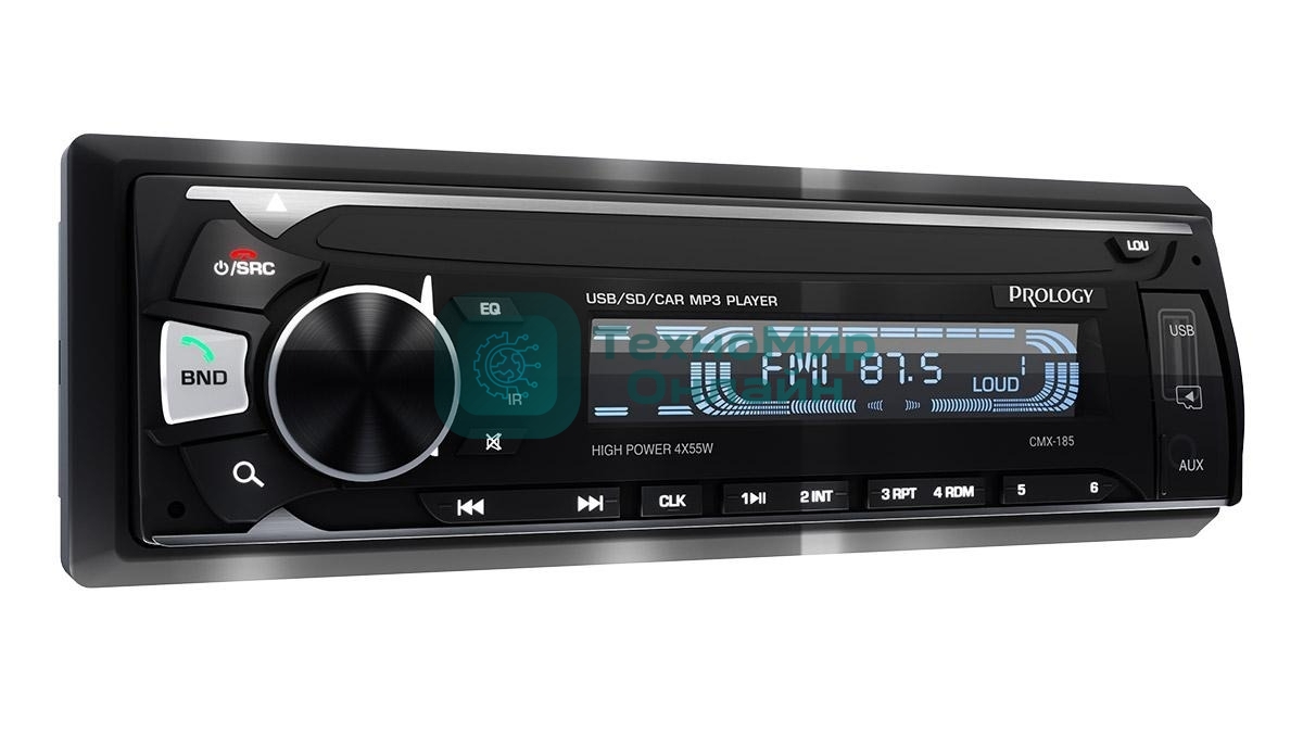 Автомагнитола Prology CMX-185, 1 DIN, Bluetooth, USB Type-A, AUX, пульт ДУ