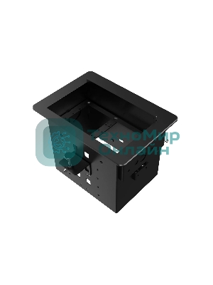 Прямоугольный металлический корпус Wize Pro WRTS-06BOX-B для модульной системы врезного лючка в стол с убирающейся крышкой для установки до 6 модулей-вставок, преустановленная рамка, черный