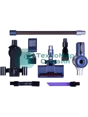 Пылесос вертикальный Hyundai HYV-S7570 темно-синий/серебристый, питание от аккумулятора, 110 Вт, уборка сухая, пылесборник 0.7 л, работа от АКБ max 60 мин.