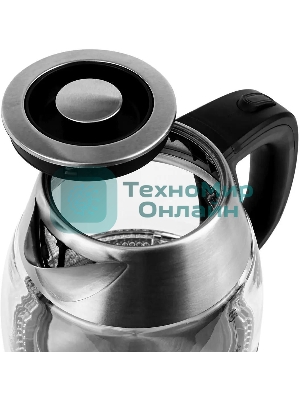 Чайник электрический Centek CT-0018, 1.2л, 1600Вт, стекло, серебристый