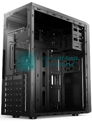 Корпус CBR PCC-ATX-E180-USB32-USB22-WPSU, Midi-Tower, чёрный