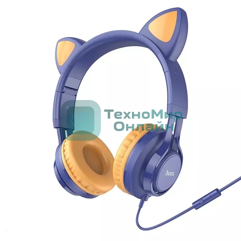 Проводные наушники Hoco W36 темно-синий, накладные, Jack 3.5 мм