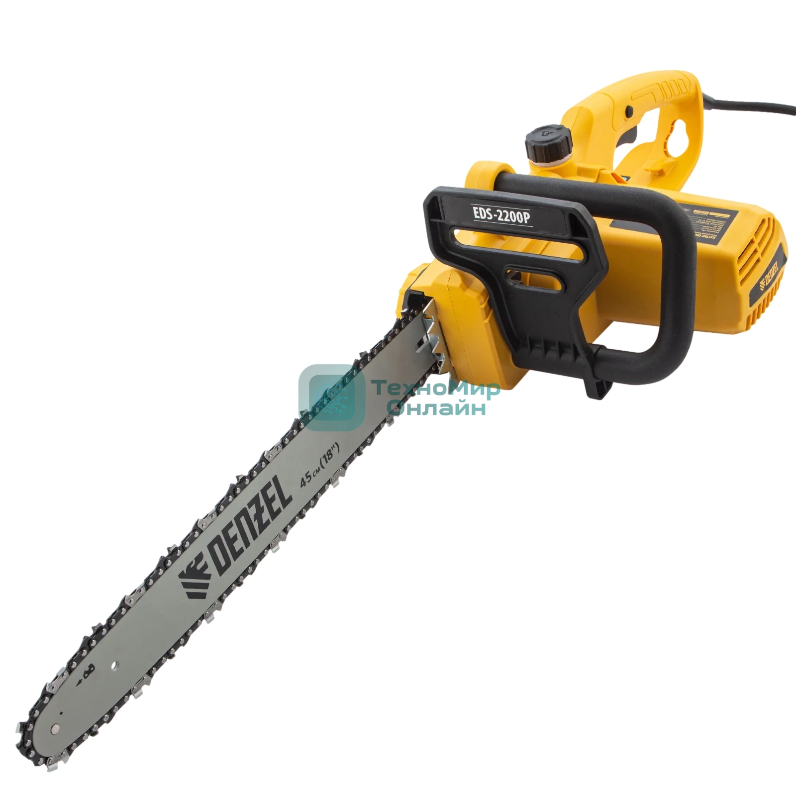 Пила цепная электрическая Denzel EDS-2200P 2,2кВт, поперечная, шина 45см, шаг 3/8, паз 1,3 мм, 63 зв