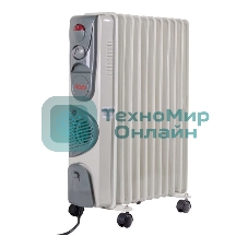 Обогреватель масляный Ресанта ОМ-12НВ (11 секций) белый, 2900 Вт, 25 м2, термостат 67/3/12