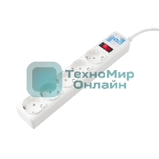 Фильтр-удлинитель, PC 0,5 м 5 р, бел. 10А, SPG-B-0,5M-WHITE