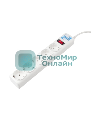 Фильтр-удлинитель, PC 0,5 м 5 р, бел. 10А, SPG-B-0,5M-WHITE