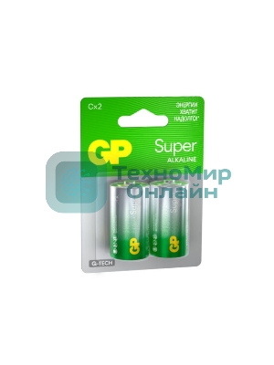 Алкалиновые батарейки GP Super Alkaline G-Tech 14А типоразмера C - 2 шт. на блистере (2 шт.)