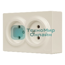 Розетка 2-м ОП LETO без заземл. закрытый корпус ПБТ крем LEZARD 752-0300-128B