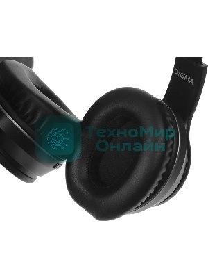 Беспроводные/проводные наушники Digma BT-19 ANC черный, накладные, Bluetooth + проводной, активное шумоподавление, складная конструкция, до 15 ч