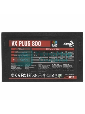 Блок питания Aerocool/Formula VX PLUS 800 RGb, 800Вт, 120мм, черный