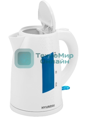 Чайник электрический Hyundai HYK-P2407 1.7л. 2200Вт белый/голубой (корпус: пластик)