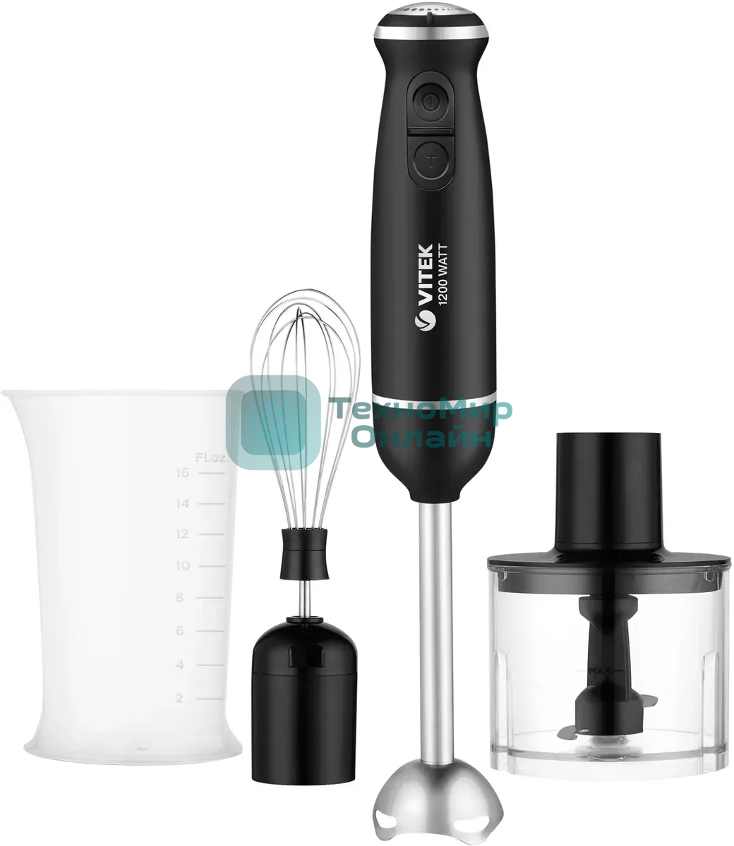 Блендер погружной Vitek VT-3001 черный/серебристый 1200 Вт