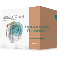 Кулер для процессора DEEPCOOL AK620 G2 WH LGA1851/1700/1200/115X/AM5/AM4 (8шт/кор, TDP 260W, PWM, DUAL Fan 120мм, 6 тепл. трубок, Copper Base, Wood-grain top cover, белый) RET (R-AK620G2-WHNNMN-GJD)