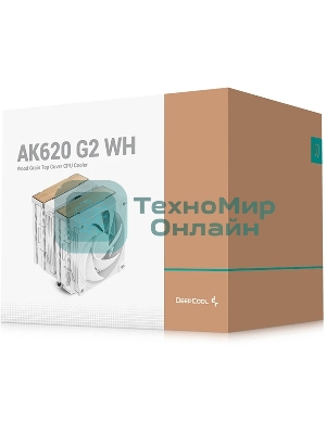 Кулер для процессора DEEPCOOL AK620 G2 WH LGA1851/1700/1200/115X/AM5/AM4 (8шт/кор, TDP 260W, PWM, DUAL Fan 120мм, 6 тепл. трубок, Copper Base, Wood-grain top cover, белый) RET (R-AK620G2-WHNNMN-GJD)