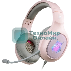 Гарнитура Defender Fury розовый, проводная, подсветка