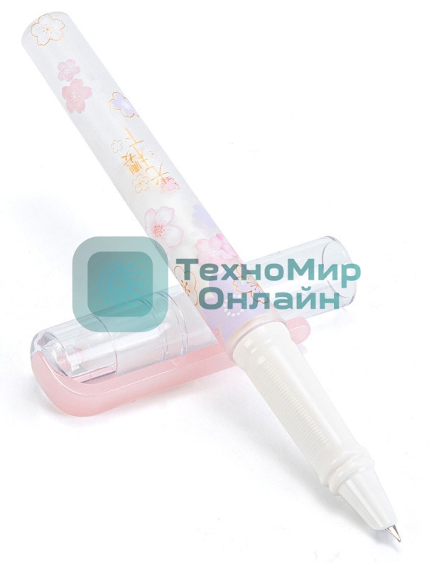 Ручка перьевая Deli Sakura A938, синие чернила, коробка с европодвесом, картридж 6шт