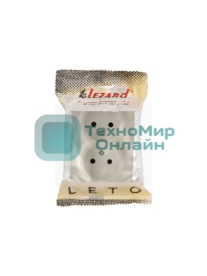 Розетка 2-м ОП LETO без заземл. закрытый корпус ПБТ крем LEZARD 752-0300-128B