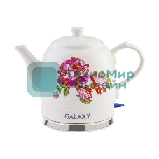 Чайник электрический Galaxy Line GL 0503 белый, керамический корпус, 1400 Вт, 1,4 л, индикатор работы, указатель максимального уровня воды