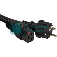 Шнур питания Lanmaster LAN-PP19L/SH-0.5-BK C19-Schuko проводник.:3x1.5мм2 0.5м 220В 16А черный