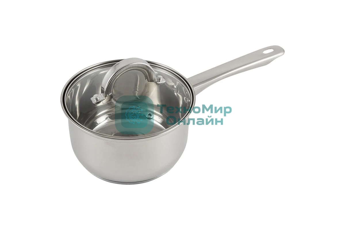 Ковш MALLONY Mediano нержавеющая сталь, со стеклянной крышкой, 1,9 л, d-16