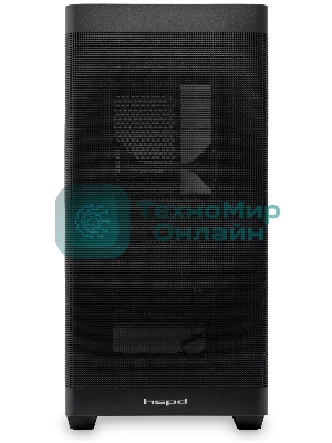 Компьютерный корпус без блока питания Case HSPD M740, Mesh Mid Tower, черный, TG, 0.6 SPCC, no fans, E-ATX, ATX, mATX, mITX, 170/400/200мм, 4x2.5