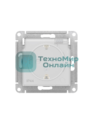 Механизм розетки 1-м СП AtlasDesign AQUA с заземл. защ. шторки с защ. крышкой 16А IP44 белый, SchE ATN440146