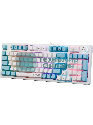 Клавиатура проводная Defender Hawk GK-418, USB, белый/голубой