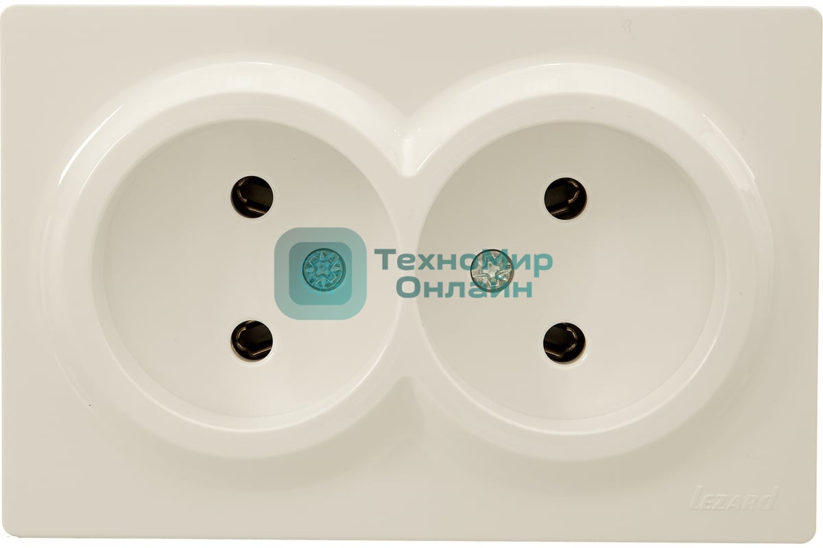 Розетка 2-м ОП LETO без заземл. закрытый корпус ПБТ крем LEZARD 752-0300-128B