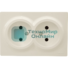 Розетка 2-м ОП LETO без заземл. закрытый корпус ПБТ крем LEZARD 752-0300-128B