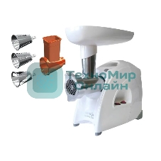 Мясорубка электрическая Аксион М641.03 белый, 2000 Вт, 3 кг/мин, реверс, защита от перегрузки, насадки - 4 Мясорубка электрическая Аксион М641.03 белый, 2000 Вт, 3 кг/мин, реверс, защита от перегрузки, насадки - 4