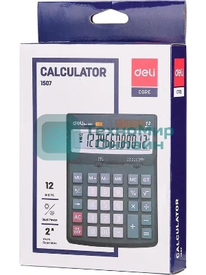 Калькулятор настольный Deli Core E1507 светло-серый 12-разр.