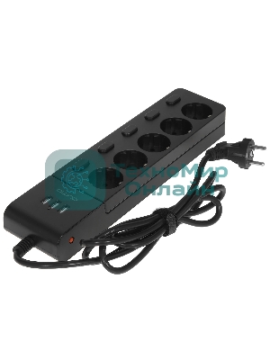 Сетевой фильтр QUMO Power Bar PRO 6SP4U (P-0006), черный