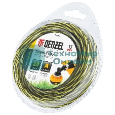 Леска для триммера Denzel двухкомпонентная витая квадратная, 2,0мм х 15м, блистер SkyCutter